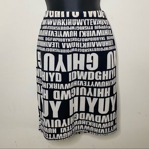 Forever 21 Black and Off White Alphabet Skirt